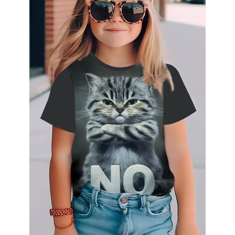 Digital Printing Unisex T-shirt Short Sleeved Summer Children's Round Neck Top