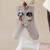 1Pair Cartoon Character Vintage Style Cotton Cartoon AB Flocking Socks Oil Painting Boneless Socks