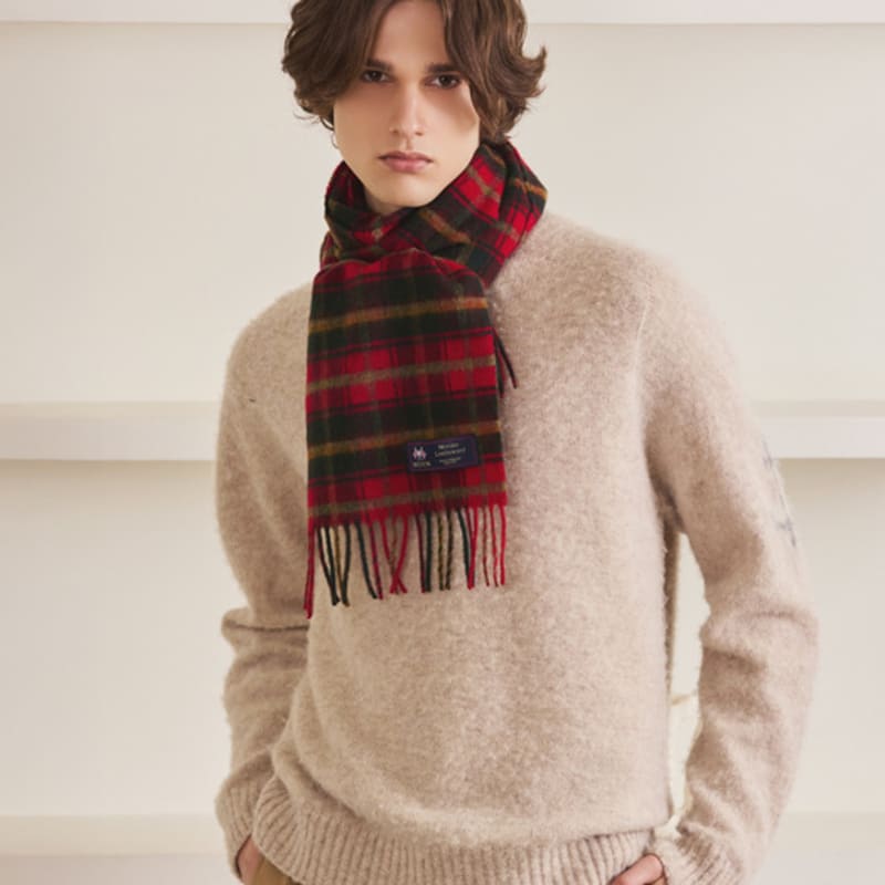 ABRAHAM MOON Merino Wool Muffler 25cm - Dark Maple