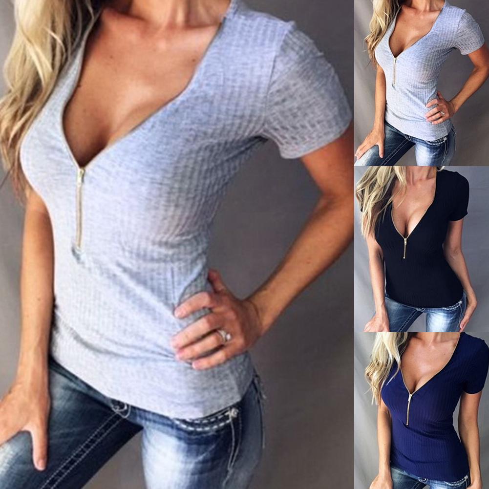 High Neck Slim Fit Zipper Short Long Sleeve T-shirt