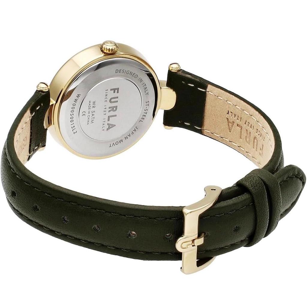 Used [New] FURLA Women's Watch Gold Dark Green WW00050015L2