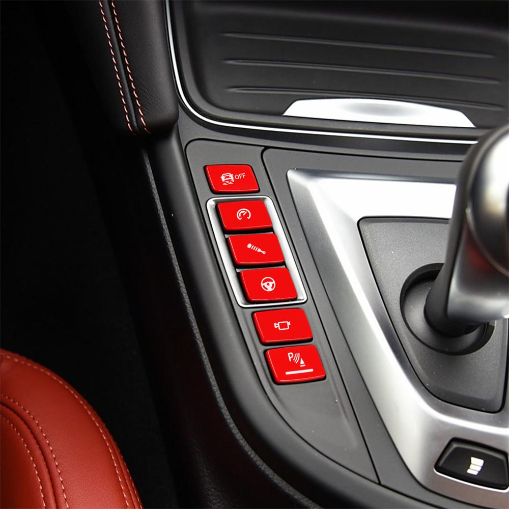 6Pcs/Set Gear Shift Switch Button Trim Red For BMW M3 F80 15-19 M4 F82 15-20 LHD