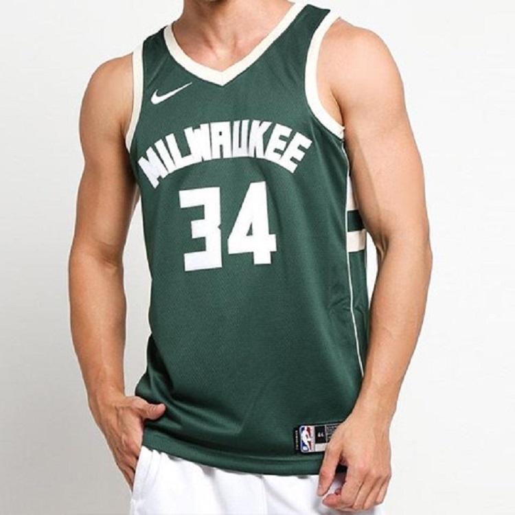 Nike NBA Sports Basketball Jersey/Vest SW Fan Edition Milwaukee Bucks Alphabet 34 Green Men's 864489-323