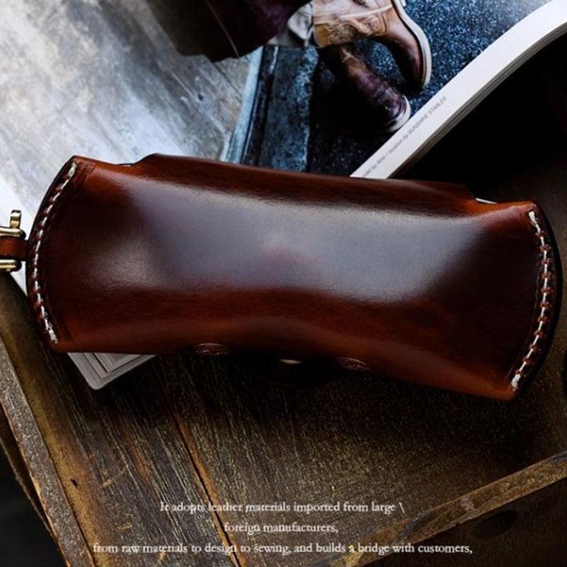 Unisex Retro Hanging Pu Leather Glasses Bag Portable Lanyard Hanging Sunglasses Case Simple Handmade Glasses Storage Box