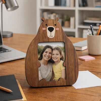 Desktop Tabletop Ornament Wooden Photo Album Frame Animal Shapes Cartoon Poster Frame Cute Commemorative Frame Office Decor