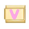 Vintage Y2K Pink 26 English Letters Gold Color Italian Charm Links Fit 9MM Bracelet Stainless Steel Making DIY Christmas Gifts