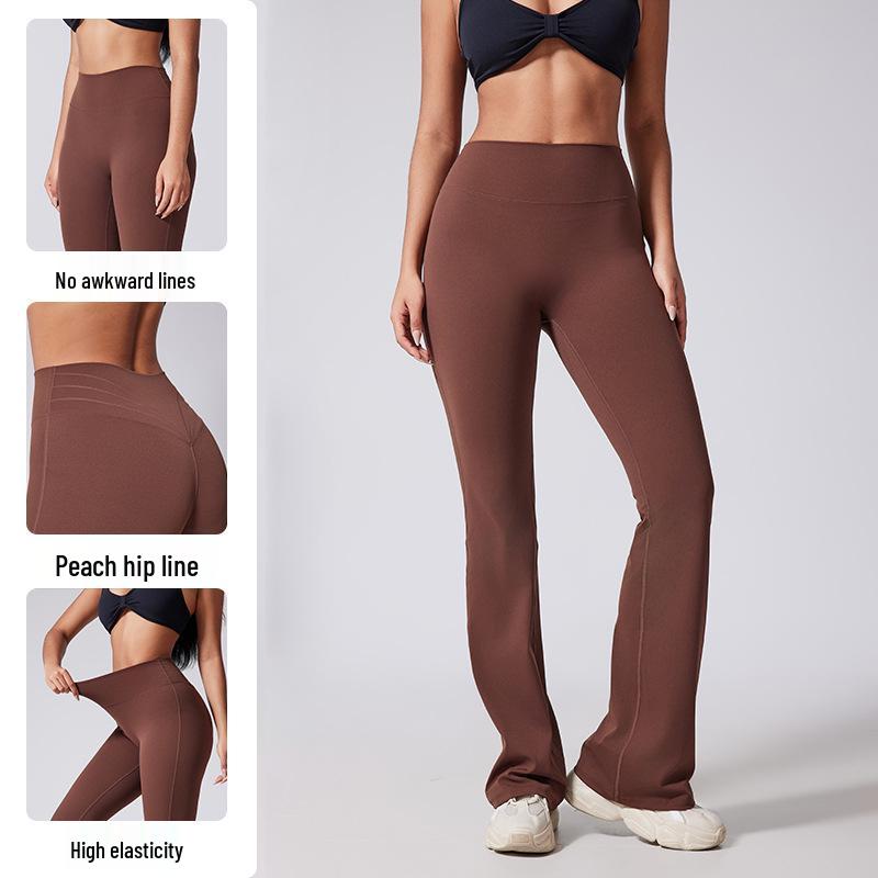 Peach High Waist Butt-Lifting Flare Yoga Pants for Women - Micro Flare, Skinny Fit, Long Length Fitness Pants