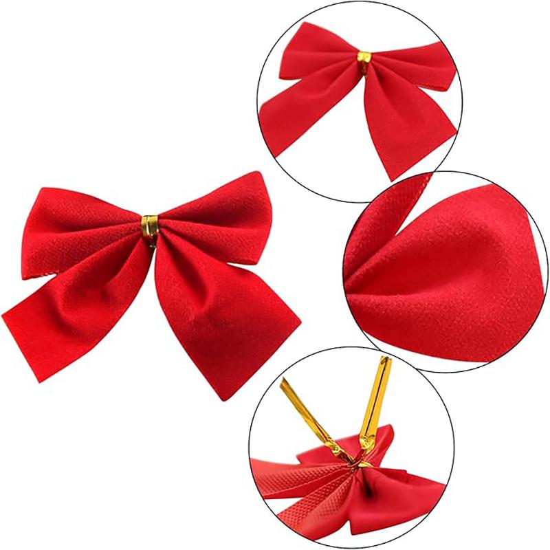 50/100 Stück rote Schleifen, Weihnachtsschmuck, Weihnachtsbaumschleifen für Heimdekoration, Weihnachten, Neujahr 2025, Weihnachtsmanngeschenk, Hochzeitsdekoration