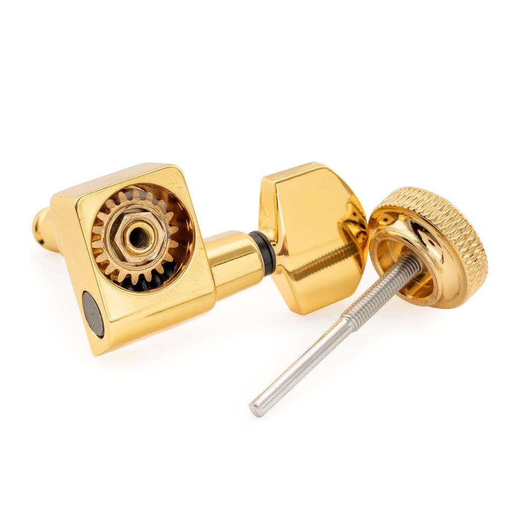 Musiclily Pro Locking Tuning Pegs with Gear Hex for Fender and Electric Gold Left-Handed 6-Row, 2-Pin 181 Ratio, Buttons, Strat, Telecaster, Guitars,