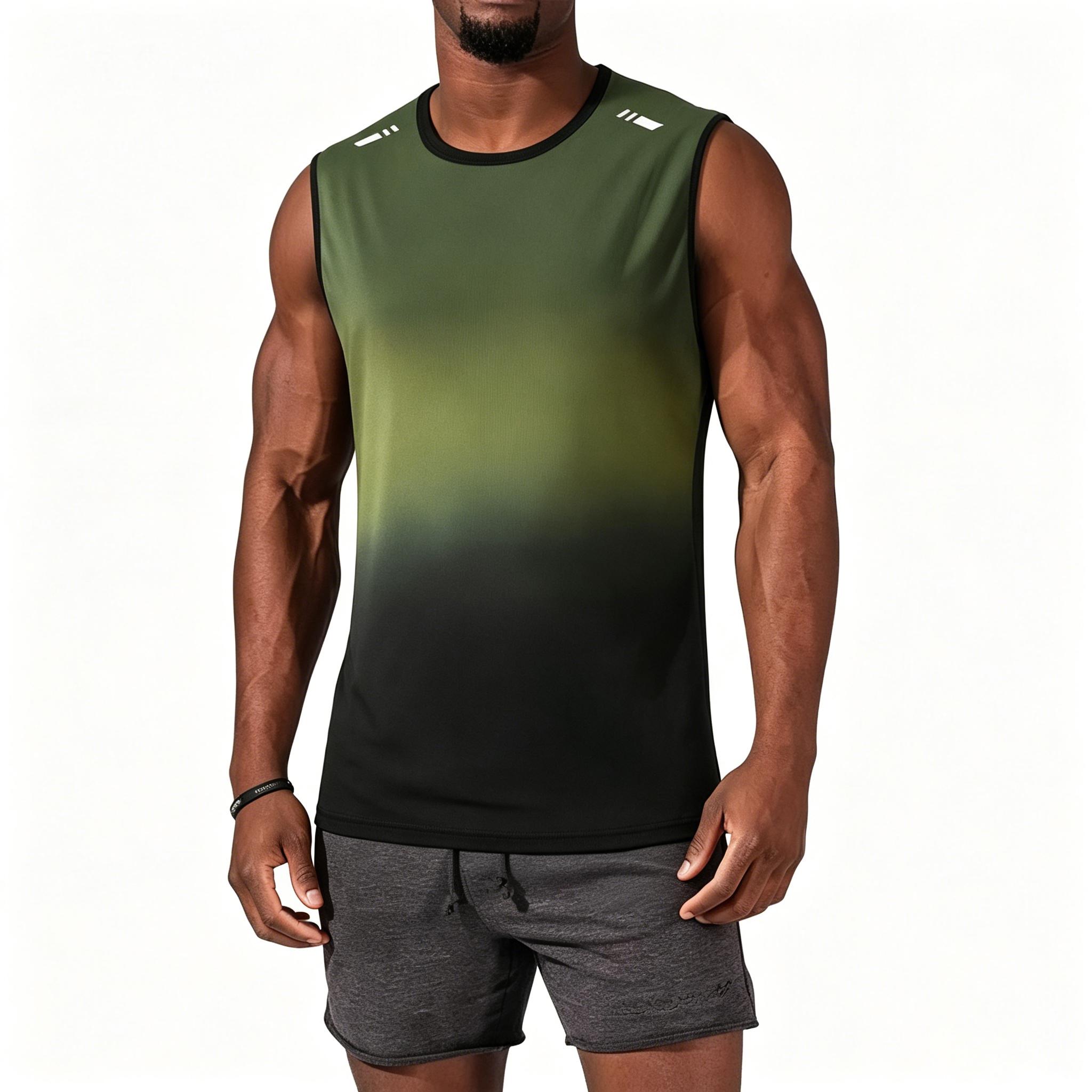

Men s Quick Dry Loose Fit Breathable Running Gym Sleeveless Tank Top Gradient Design Lightweight Fabric for Sports Training L