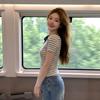 Spice girl striped slanted shoulder short-sleeved T-shirt women's summer Korean new lazy feeling slim and thin off-the-shoulder waist top