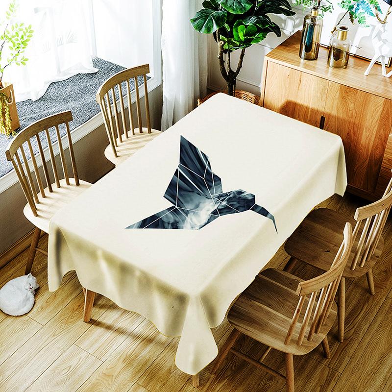 Obrus z wzorem sowy Kreatywny charakter Zielony liść i ptak Poliester Wygodny wodoodporny obrus do domu