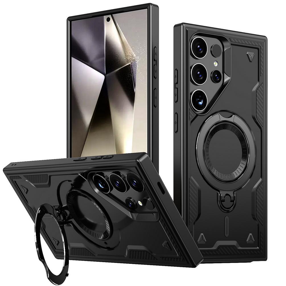 Metallring-Magnetadsorption Kabellos aufgeladene Telefonhülle für Samsung S25 + S25 Galaxy S24 Ultra S23 FE S22 Ultra Armor Cover