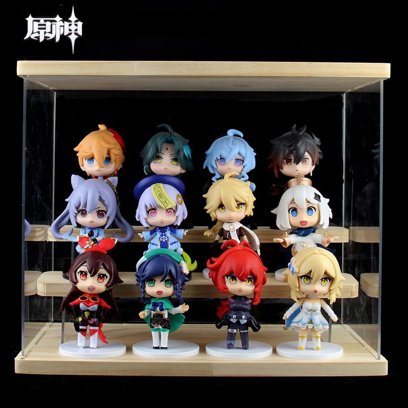 6pcs/set Genshin Impact Anime Figure Game Cartoon Aether Lumine Amber Venti Diluc Paimon Dolls Toy Kawaii Character Gift