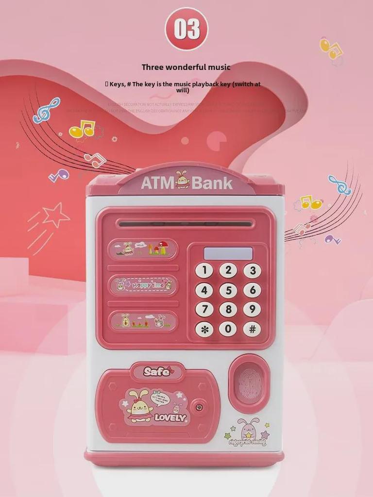 Automatic ATM Piggy Bank Toy with Fingerprint Sensor - Children's Birthday Gift