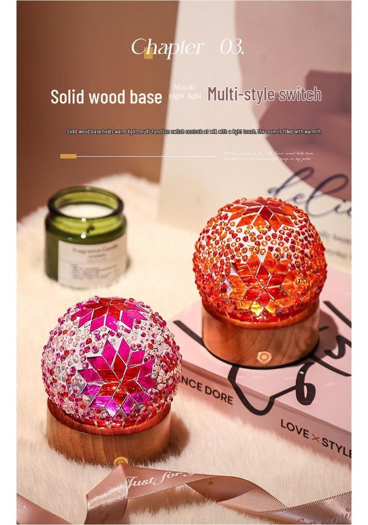 Bohemian LED Night Light - USB Rechargeable Moroccan Glass Lamp