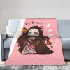 Kimetsu No Yaiba Kamado Nezuko Decken Anime Fleece Lustige Atmungsaktive Überwurfdecken für Bettwäsche Wohnzimmer Frühling Herbst