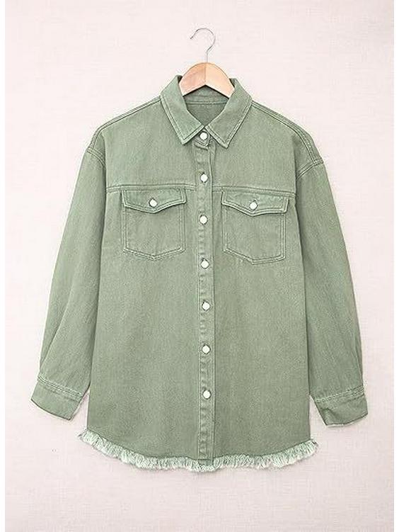 Women's Lightweight Fashion Denim Button-Up Shirt Jacket