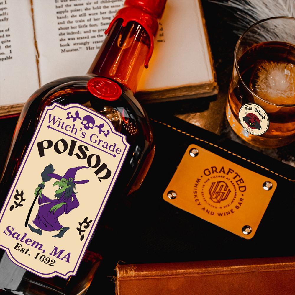 3/15sheets Halloween Bottle Paper Stickers Horror Ambiance Skull Bat Halloween Bar Party Drink Bottle Decoration Supplies