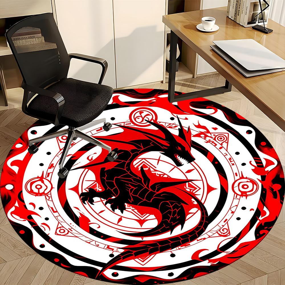 1pc Dragon Mandala Office Round Area Rug, Under Office Chairs Bedroom Living Room Home Decor, Room Deco, Available in Various Sizes