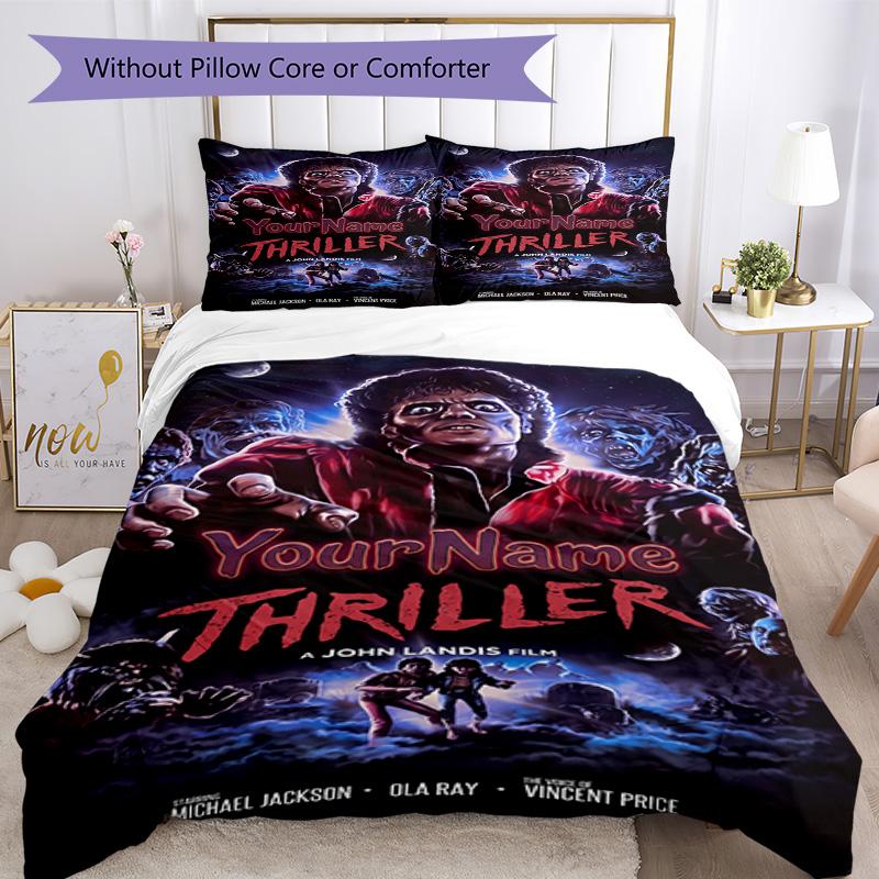Michael Jackson 202 Customize Your Name Bedding Set Breathable Duvet Cover with Pillowcases Home Decoration Birthday Gift