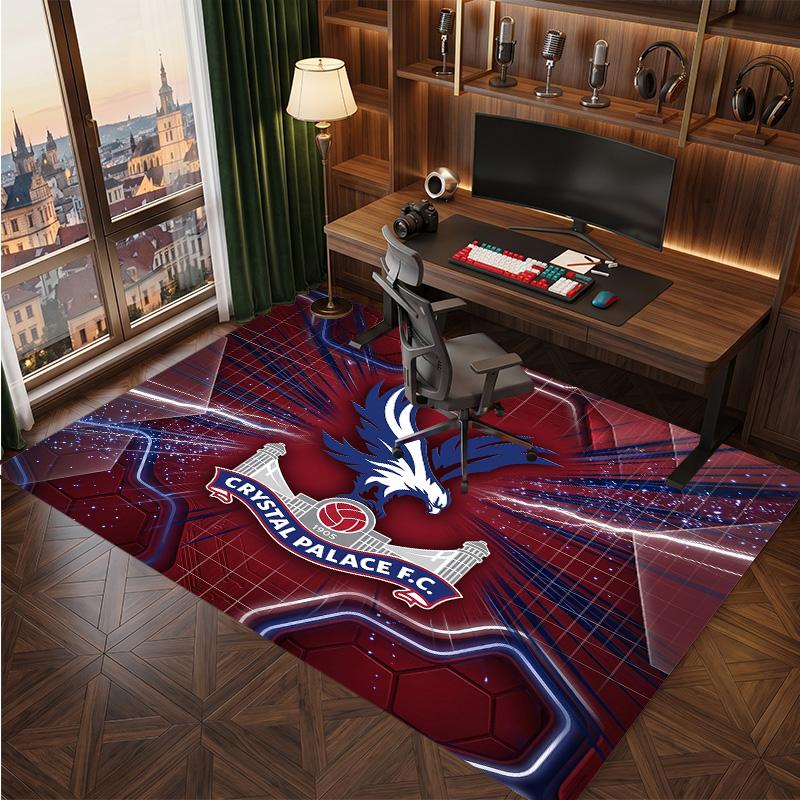 Crystal Palace Football Print Crystal Velvet Rug, Comfortable Water Absorbent Non Slip Indoor Floor Carpet