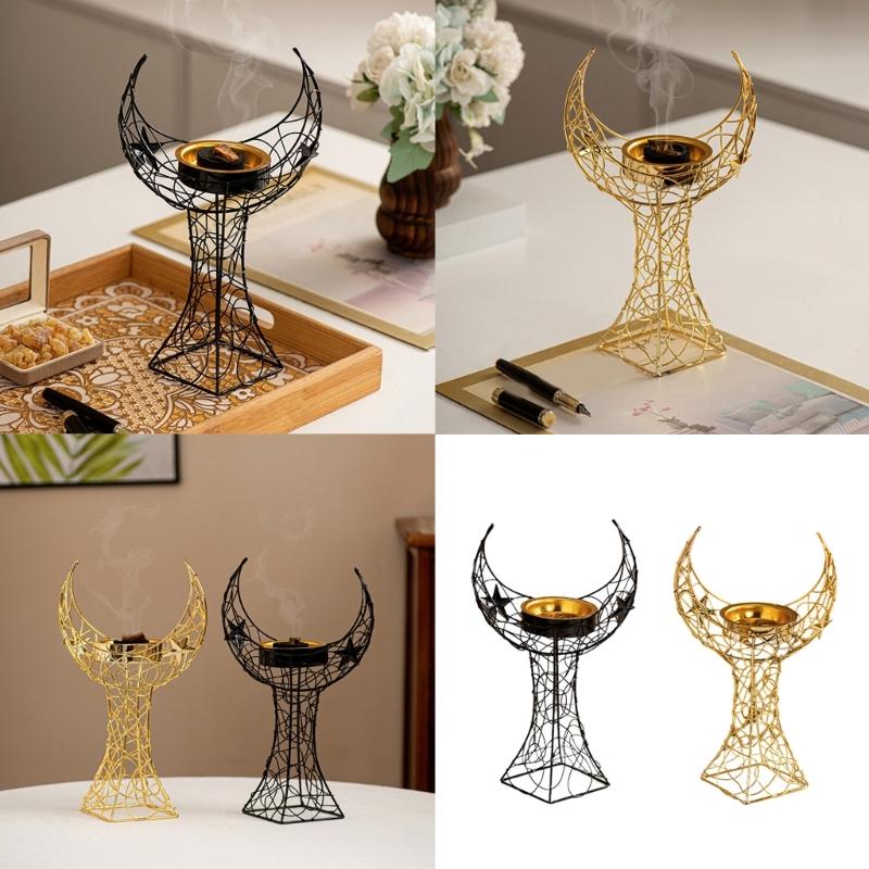 Middle East Styles Metal Moon Tower Incenses Holder for Aromatherapies Diffuser Stove and Muslims Festival Decoration