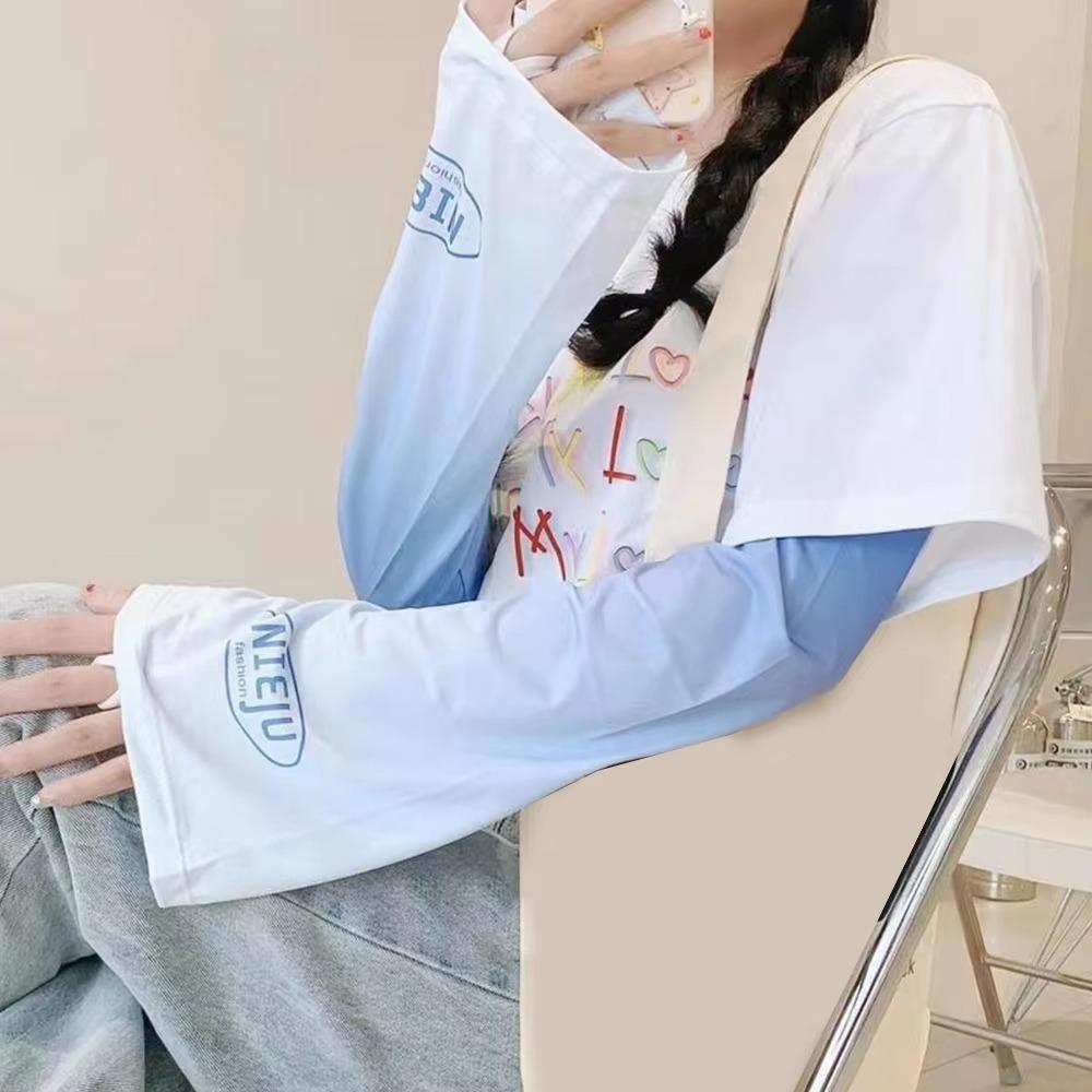 1pair Loose Fit Sun Protection Sleeve Ice Silk Ice Sleeve New Trumpet Sleeve  Outdoor Sport