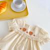 2024 Summer Baby Girl Floral Embroidered Top & Shorts Set