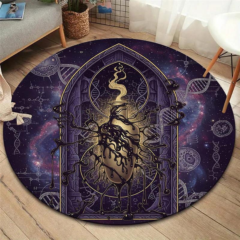 Vortex Crossing Gate Round Area Rug,Carpet Rug for Living Room Bedroom Sofa Playroom Decor,Non-slip Floor Mat