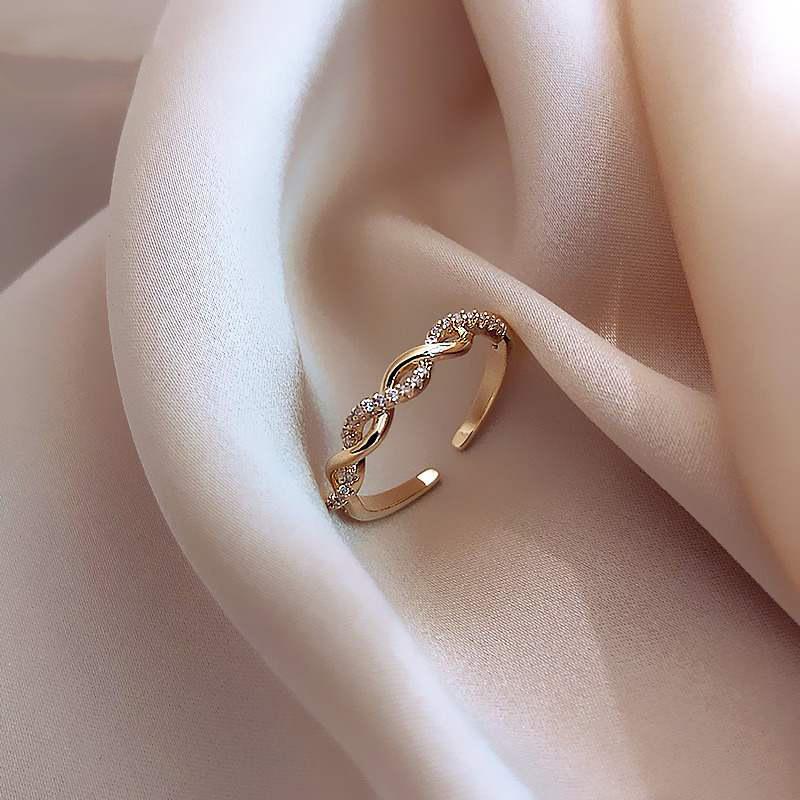 Design Sinn Trendige Mode Persönlichkeit Leichter Luxus Nische Geometrisch Offener Ring Set Zeigefinger Kleiner Finger Ring