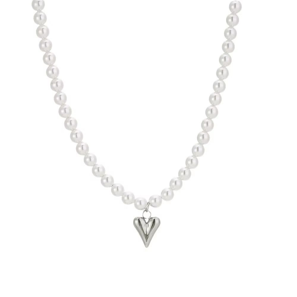 Simple Pendant Necklace Alloy Pearl Necklace Fashion Clavicle Chain