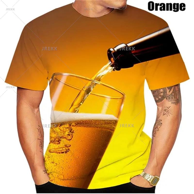 Men's Cool Beer T-shirt 3D Printed Personality Graphic Short Sleeve Tees Shirt Casual Summer Streetwear Kid Tops Women Clothes