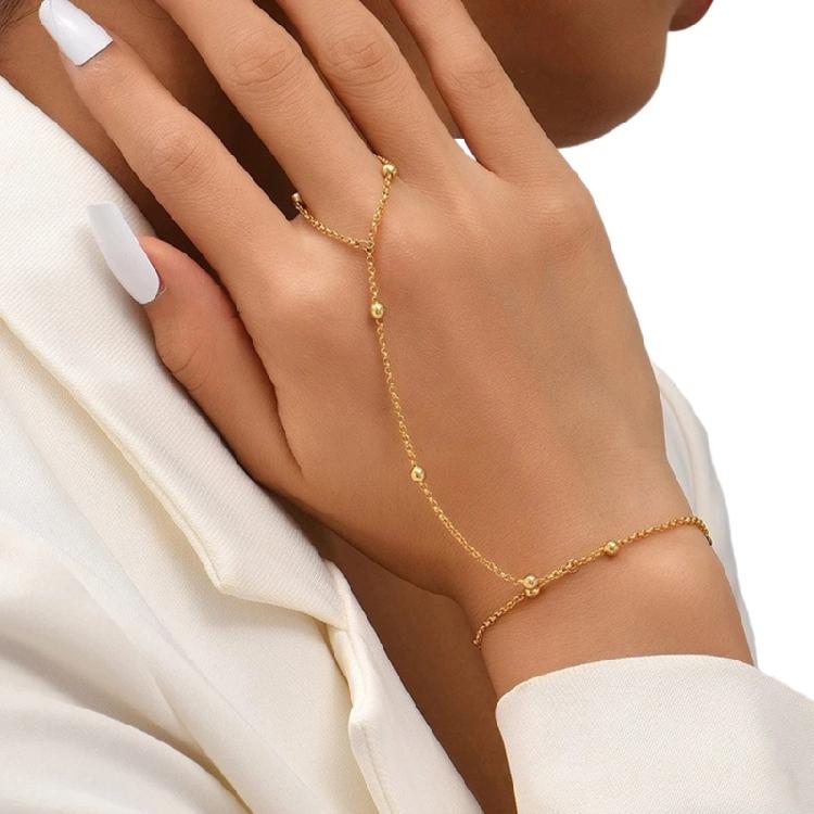 Minimalist Gold Plated Hand Chain Bracelet Zinc Alloy Stackable Jewelry Stylish Wrist Accessory For Daily Occasions