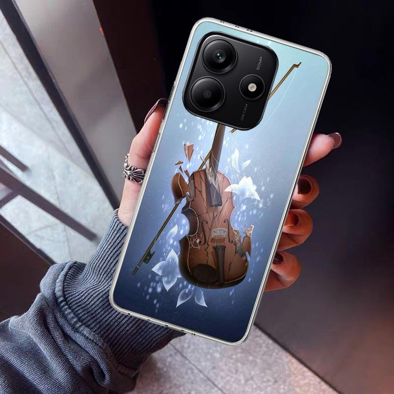 Music Violin Phone Case For Xiaomi Redmi Note 15 14 14S 13 12S 12 Pro Plus 11S 11 10S 10 4G Cover 11E 11T 5G Print Fundas Redmi