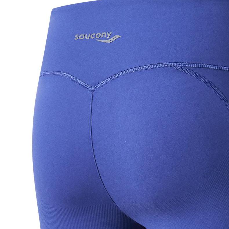 SAUCONY Solid Color Elastic Slim Fit Four Inch Sports Shorts Women Shorts Stamp-Blue SC1249007DY-BL64