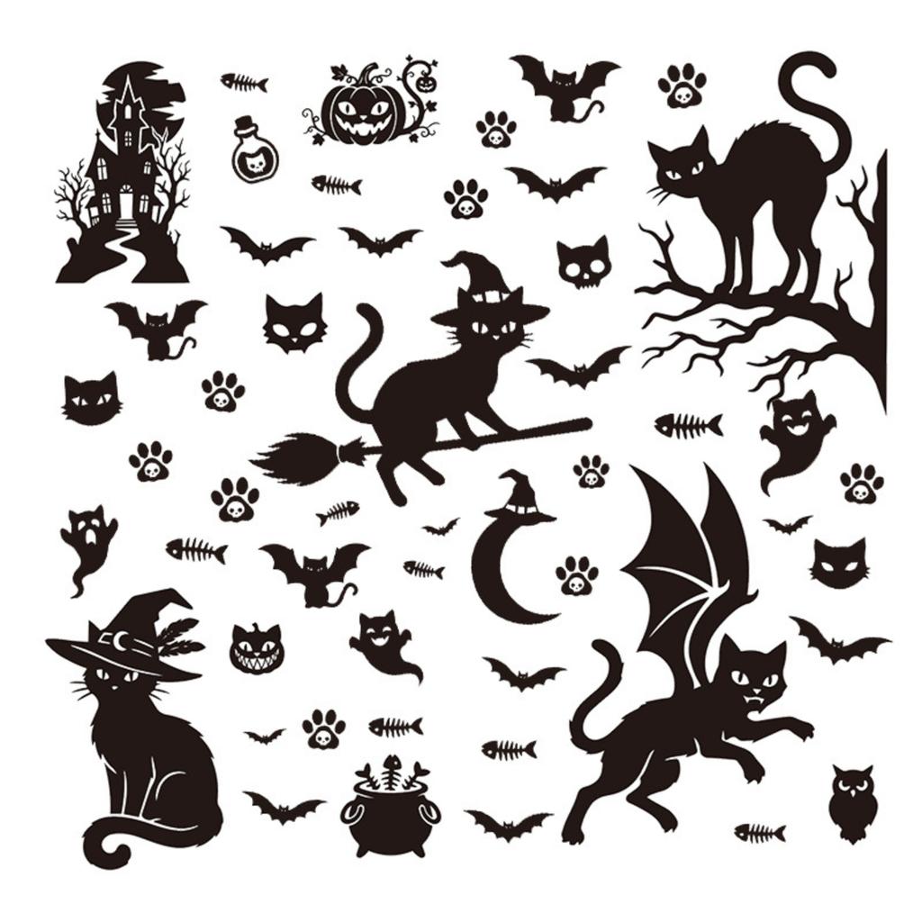 Halloween Static Cling Window Stickers Set PVC Removable Decorative Decals for Living Room Bedroom Party Seasonal Celebration