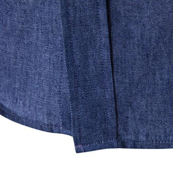Herren Einfarbig Langarm Jeanshemd Atmungsaktives Lässiges Denim-Oberteil für die Arbeit