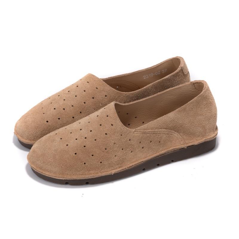 Handmade Leather Sandals Women's Retro Hollow Single Shoes Summer Soft-soled Soft Leather Versatile Breathable Hole Shoes Men and Women the Same Style