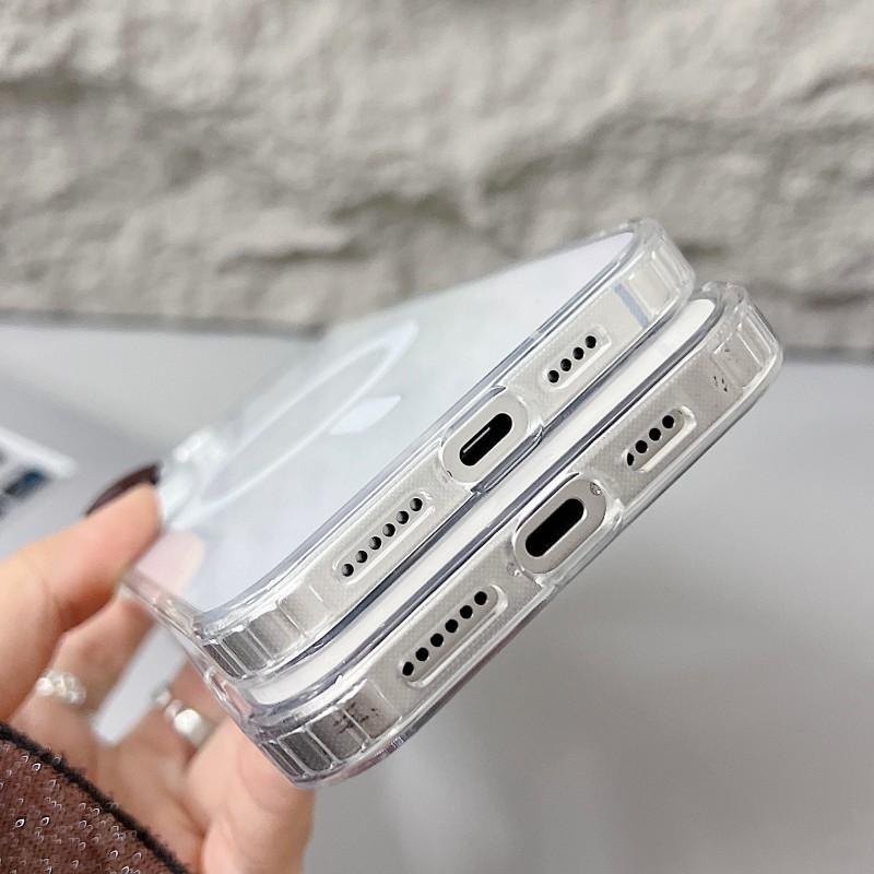 Luxury Clear Magnetic Case For MagSafe For iPhone 16 Pro Max 16 Plus Case With Camera Touch Buttons Case Wireless Charging Cover