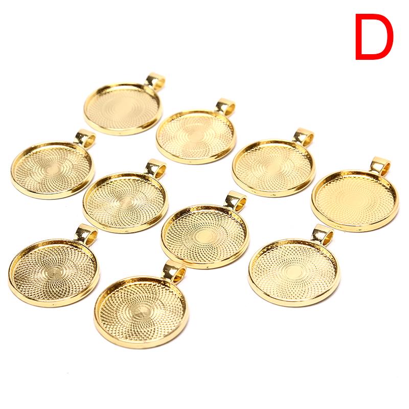 10Pcs Alloy Pendant Blank Setting Tray Glass Cabochons Diy Craft Jewelry Making