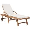 2 Piece Teak Wood Sun Loungers with Cushions Cream