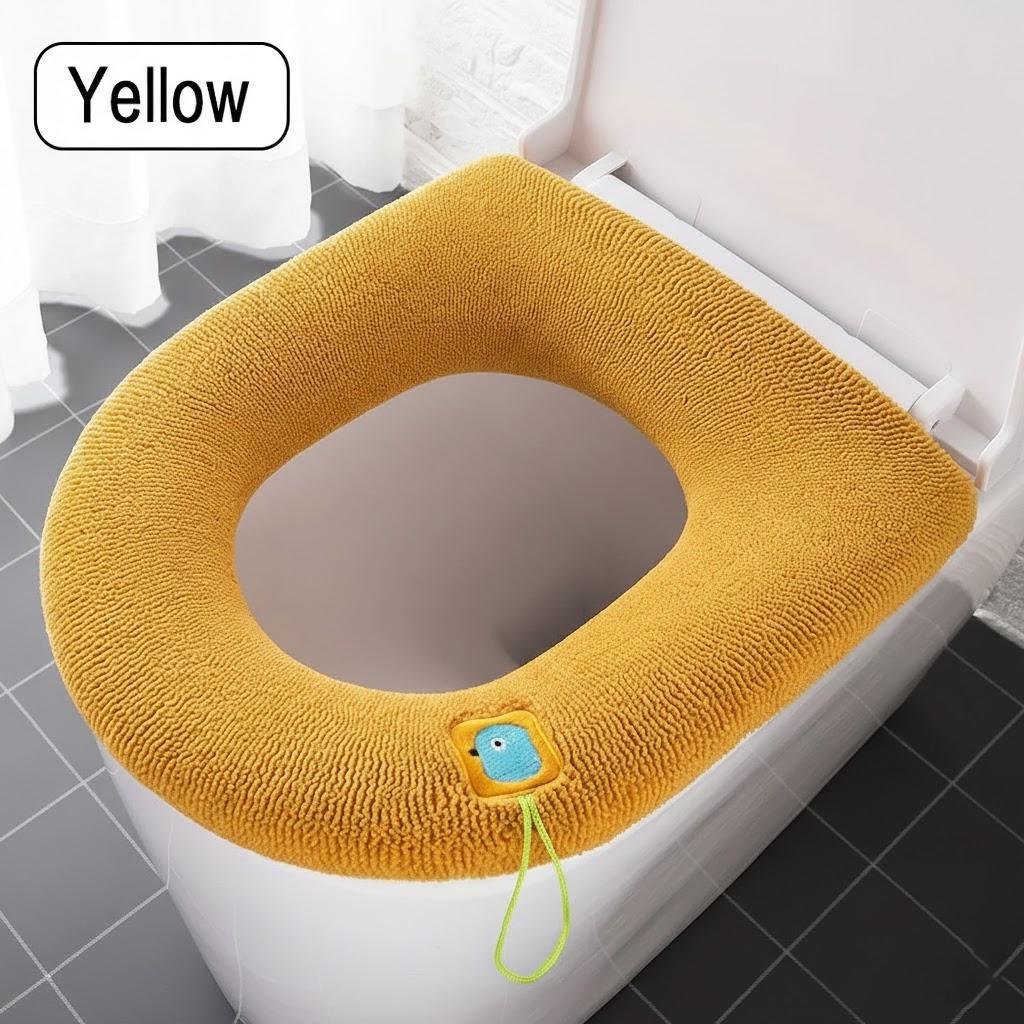 

Thickened Knitted Toilet Seat Cover Washable Soft Bathroom Pad All Seasons Home Accessories жёлтый