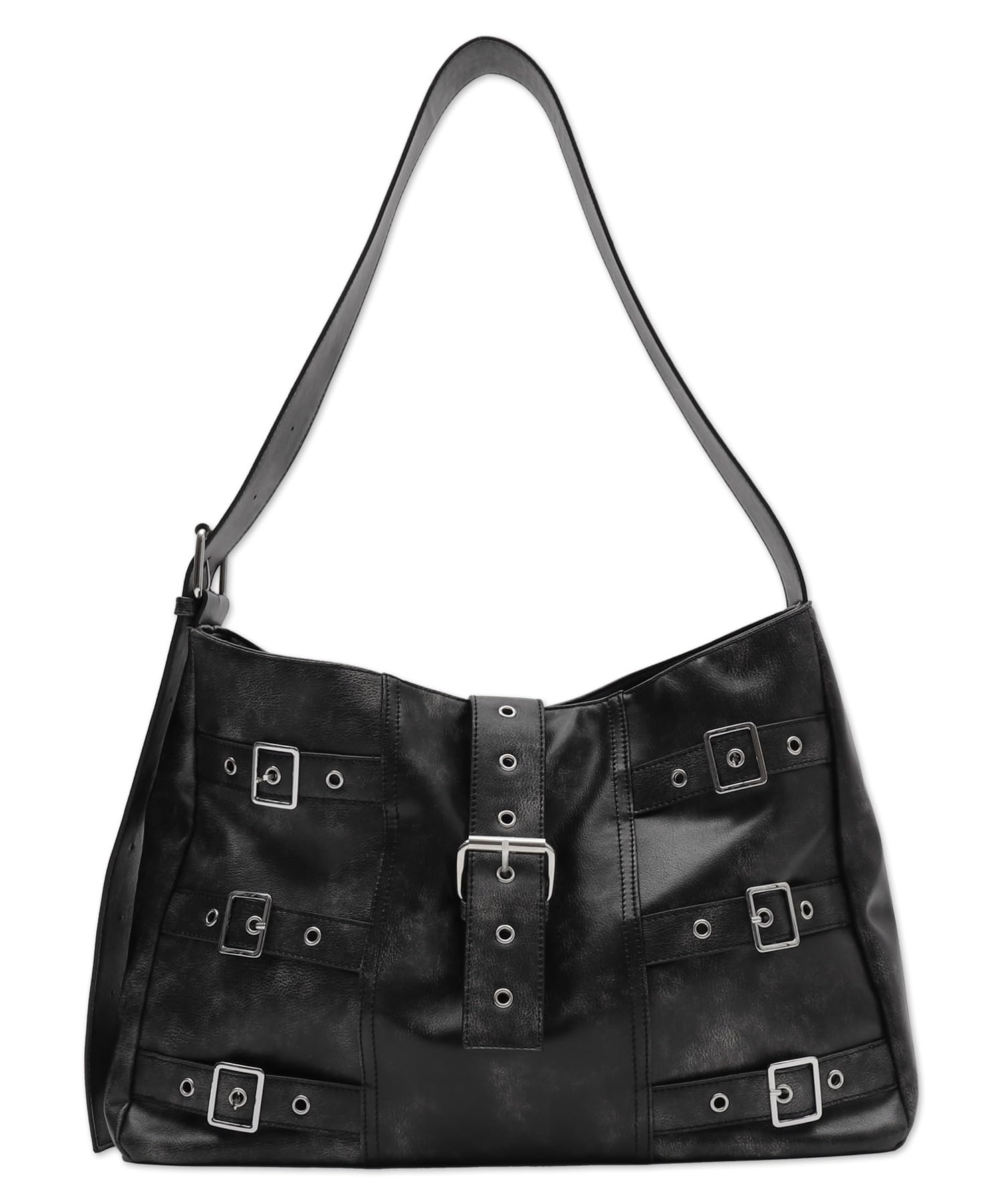 WEGO Belt Design Big Shoulder Bag, Gift, Simple, Women s, Size F, Black