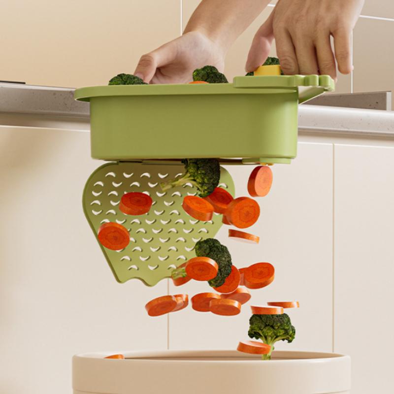 Multifunctional Sink Drain Basket Faucet Hanging Filter Bag Automatic Dumping Basket Sink Sponge Rack Kitchen Waste Collector