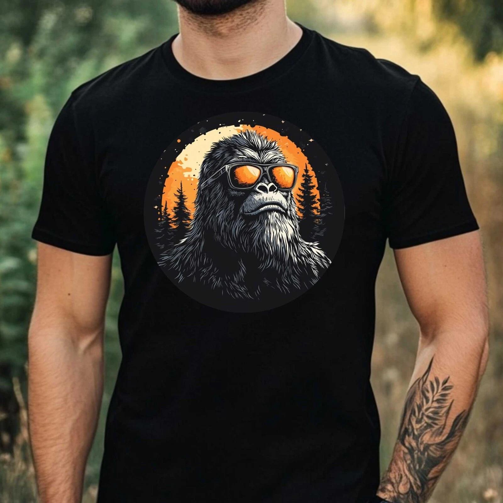 T-Shirt Herren Bigfoot mit Sonnenbrille Motiv Baumwolle Größe XS bis 5XL XXL