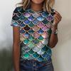 Women's 3D Gradient Floral Print O‑Neck Casual Short Sleeve Summer T‑Shirt
