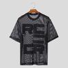 INCERUN Men Summer O Neck Short Sleeve Letter Print Mesh Sheer T-Shirts Transparent Tops