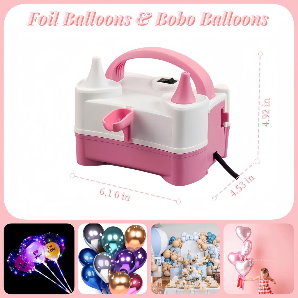 Electric Balloon Pump Kit, Dual Nozzle Air Pump for Balloon Inflator, Balloon Blower Inflator for Party, Birthday, Wedding Balloon Decoration, Include
