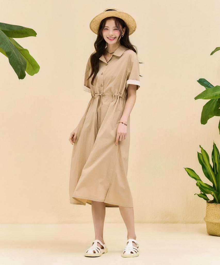 CHASECULT Women'S Open Collar Dress - Beige